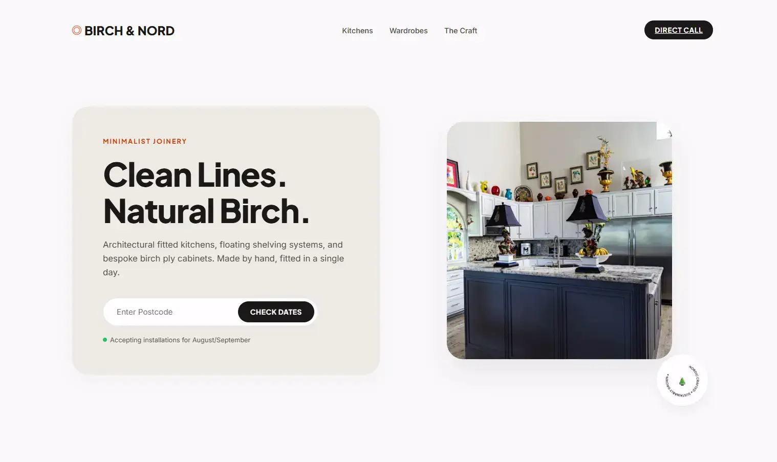 Birch & Nord — Fitted kitchens, hand-built, fitted in two weeks.