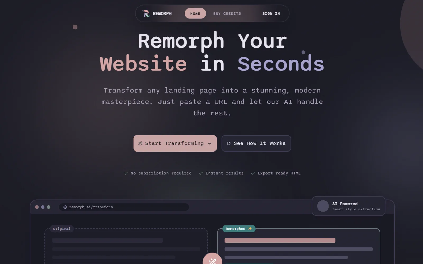 Remorph — AI website transformer